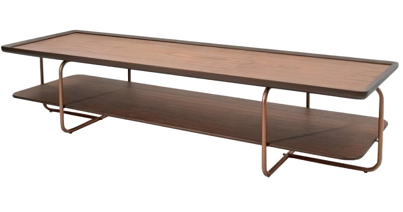 Xlmoebel Couchtisch Eleganter Sofatisch mit Edelstahlfüßen aus braunem Wohnzimmerholz (Couchtisch), Hergestellt in Europa von Xlmoebel