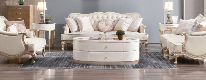 Xlmoebel Couchtisch Luxuriöser Holz-Glastisch für das Wohnzimmer in ovaler Form (1-St., Couchtisch), Hergestellt in Europa von Xlmoebel