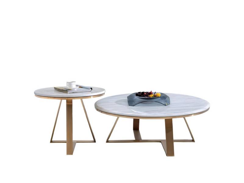 Xlmoebel Couchtisch Modern Sofatisch Rund Beistelltisch Design Metall Italienische Möbel (2-St., 2x Couchtische), Hergestellt in Europa von Xlmoebel