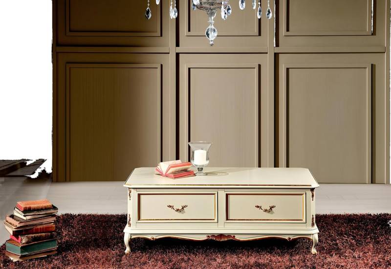 Xlmoebel Couchtisch Neuer Barockstil Luxus Couchtisch aus weißem italienischem Holz (Couchtisch-5143), Hergestellt in Europa von Xlmoebel