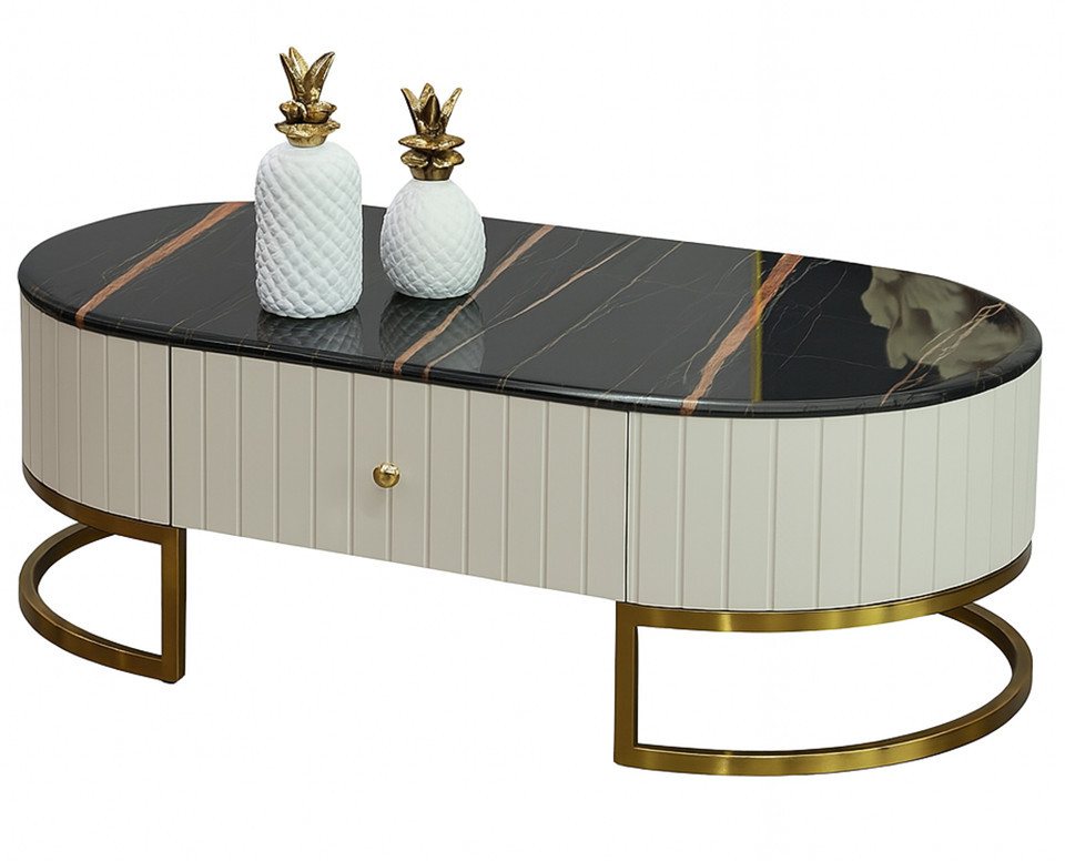 Xlmoebel Couchtisch Neuer Designer Beistelltisch aus Metall und Holz in ovaler Form (Couchtisch), Hergestellt in Europa von Xlmoebel