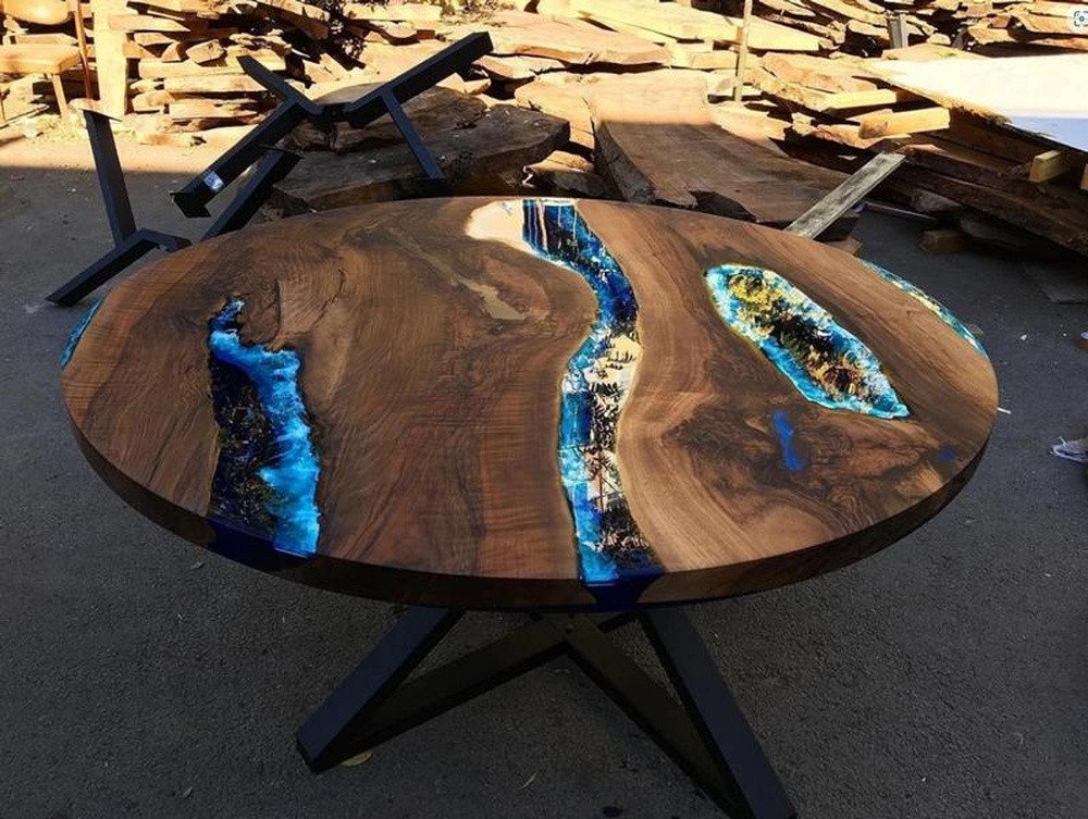 Xlmoebel Esstisch Runder hochwertiger luxuriöser Holz-Couchtisch in Braun für das (Couchtisch), Hergestellt in Europa von Xlmoebel