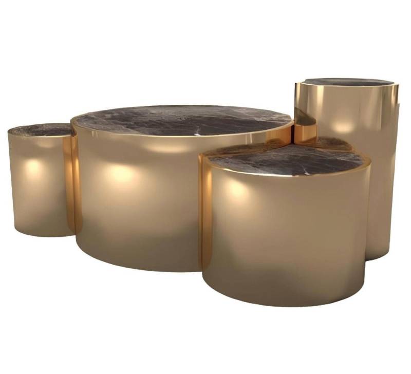 Xlmoebel Couchtisch Set aus vier modernen Couchtischen mit Glasplatte in goldener Farbe (4-St., 4x Couchtische), Hergestellt in Europa von Xlmoebel