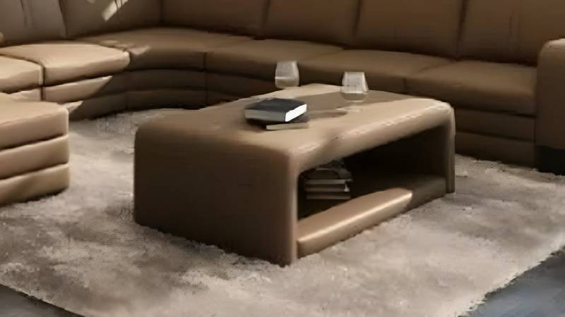 Xlmoebel Couchtisch Tisch aus Leder als Couchtisch in den Maßen 132x70x45 (Couchtisch), Hergestellt in Europa von Xlmoebel