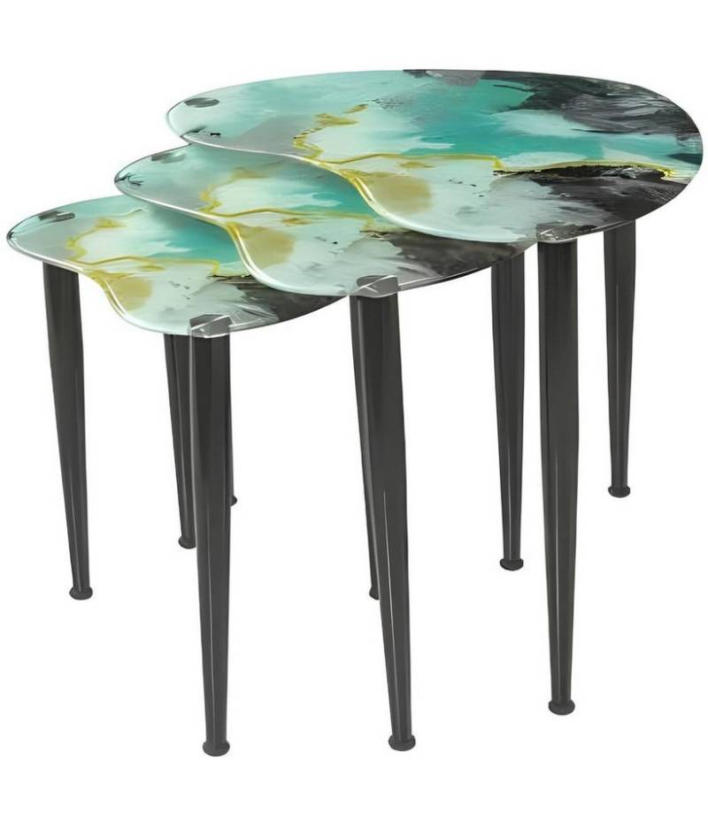 Xlmoebel Couchtisch Wohnzimmer-Tischset mit buntem Design, Hartschaumglas (3-St., 3x Couchtische), Hergestellt in Europa von Xlmoebel