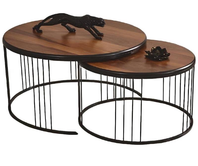 Xlmoebel Couchtisch Zweiteiliges Set in Braun aus Holz mit Beistell- und Couchtisch in (Couchtisch), Hergestellt in Europa von Xlmoebel