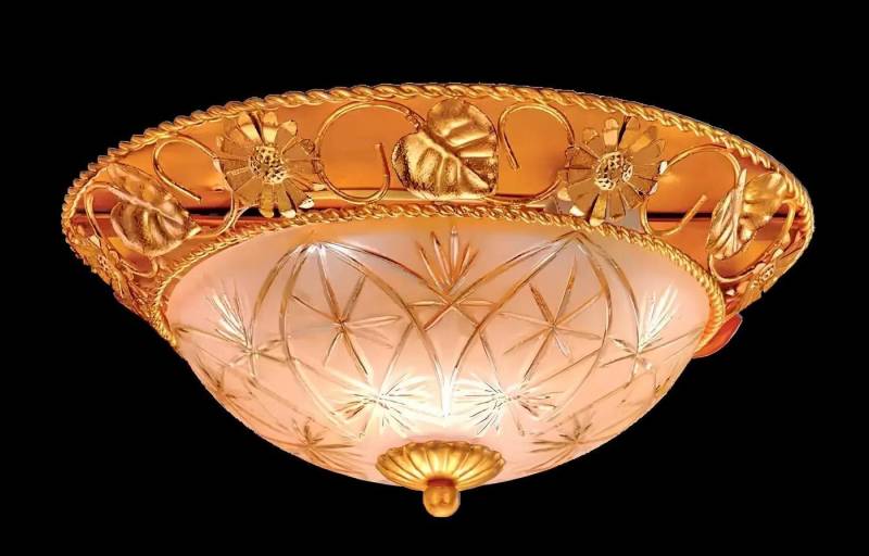 Xlmoebel Deckenleuchte Zeitgemäßer Deckenstrahler Kronenleuchte Deckenlicht Gold Glas Metall, Hergestellt in Europa von Xlmoebel