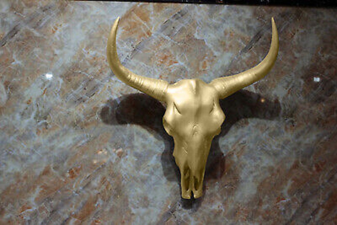 Xlmoebel Dekofigur Büste Büffel Rind Stier Geweih Wand Bild Gold Skulptur Statue (1 St., Dekofigur), Made in Europa von Xlmoebel