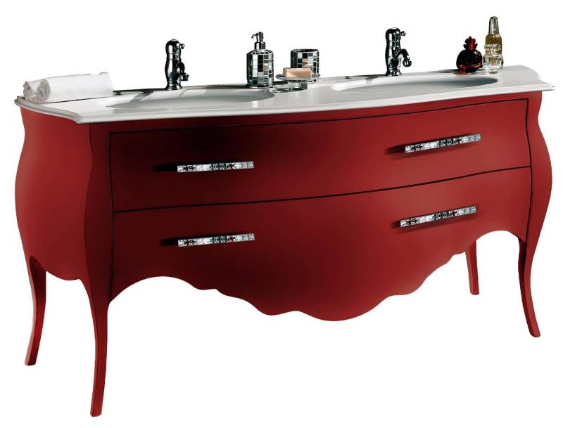 Xlmoebel Waschtisch Neuer roter Hängeschrank für das Badezimmer, 175cm lang, (Unterspülschrank), Hergestellt in Italy von Xlmoebel