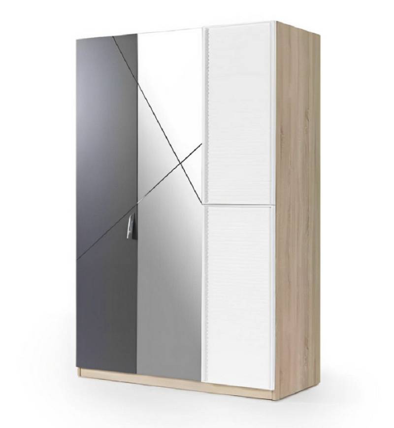Xlmoebel Drehtürenschrank Dreitüriger Holz-Kleiderschrank mit Spiegel in Grau (1-St., Kleiderschrank) Hergestellt in Europa von Xlmoebel