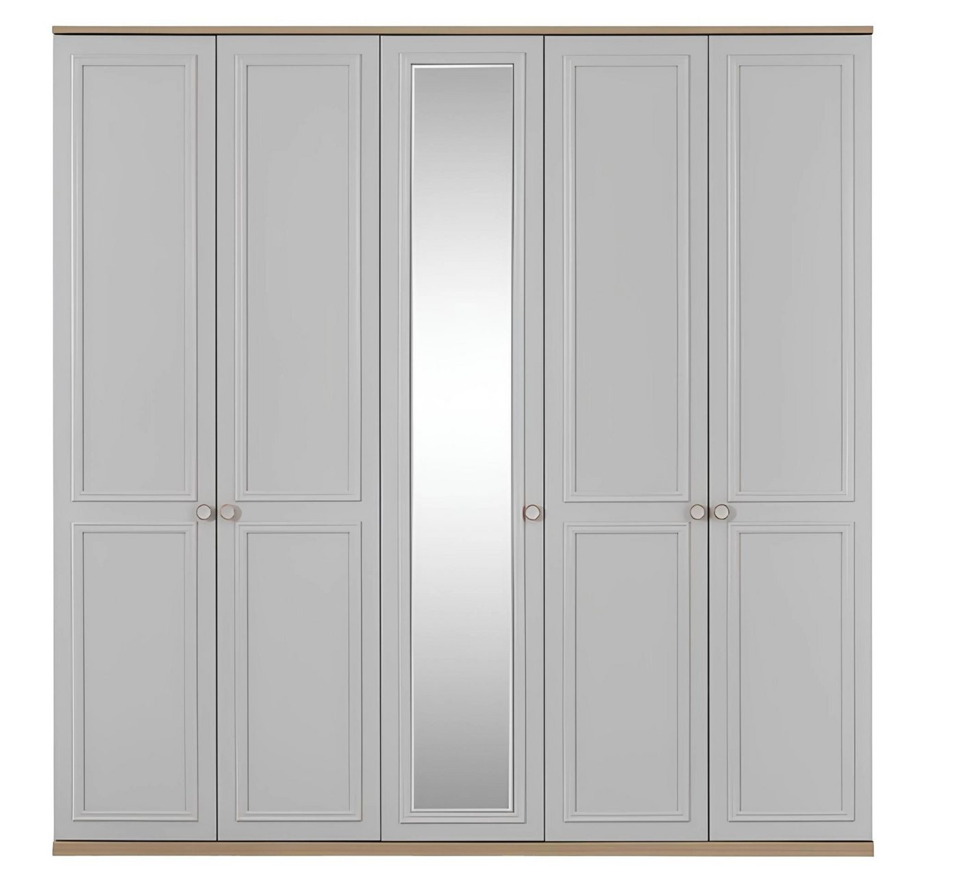 Xlmoebel Drehtürenschrank Schlafzimmerschrank in Grau aus Holz mit Spiegel und 5 Türen (Kleiderschrank) Hergestellt in Europa von Xlmoebel