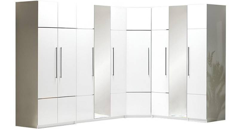 Xlmoebel Eckkleiderschrank Eleganter Eck-Kleiderschrank mit luxuriösem Design in Weiß aus Holz (Kleiderschrank) Hergestellt in Europa von Xlmoebel