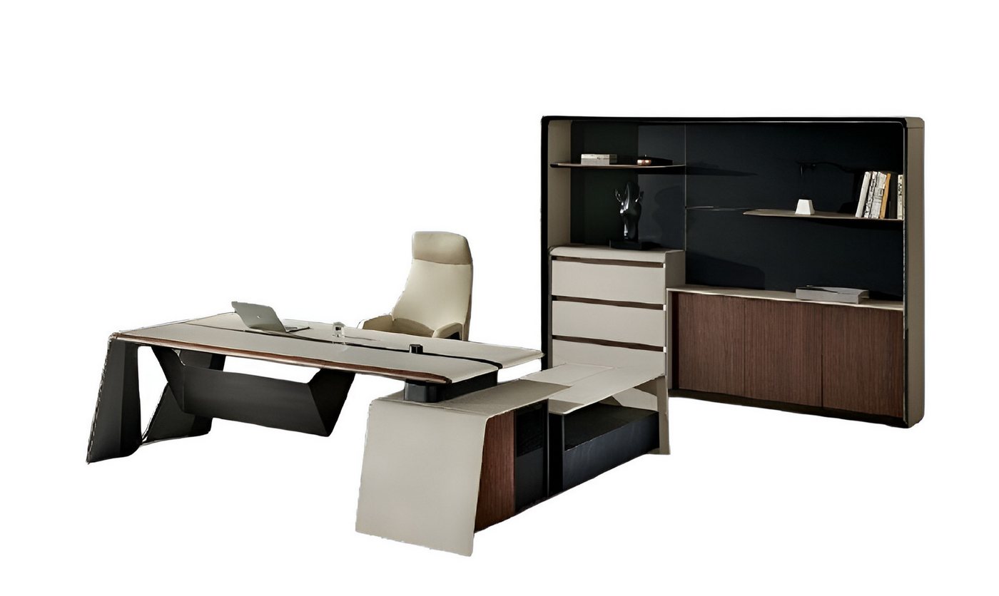 Xlmoebel Büromöbel-Set Eckschreibtisch Büro Chef Einrichtung Möbel Design Schreibtische, (3-tlg., 1x Eckschreibtisch/1x Sessel/1x Schrank), Hergestellt in Europa von Xlmoebel