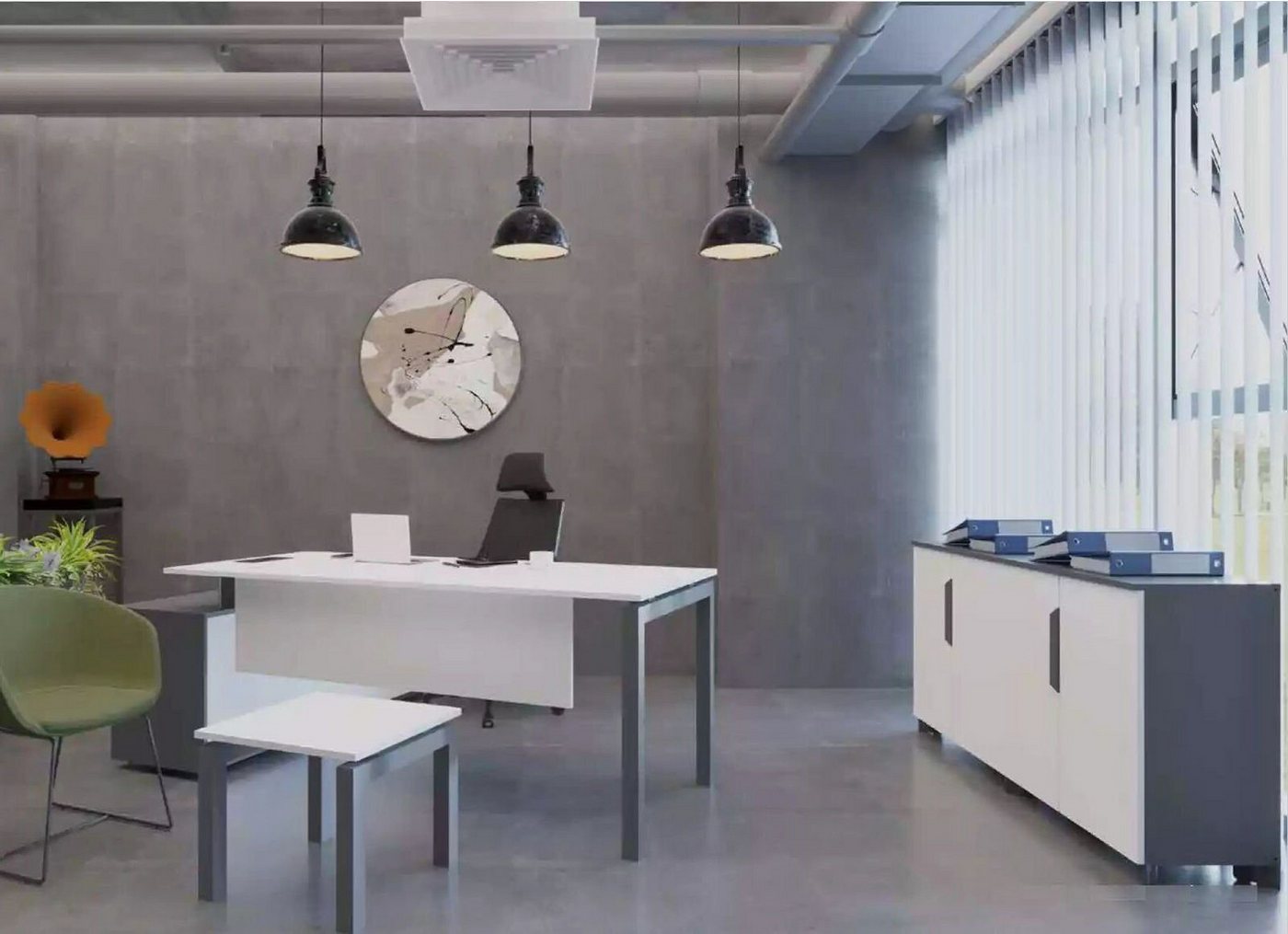 Xlmoebel Büromöbel-Set Holz Büroausstattung Arbeitstisch Sideboard Wohnzimmertisch Bürodeko, (3-tlg., 1x Eckschreibtisch + 1x Couchtisch + 1x Sideboard), Hergestellt in Europa von Xlmoebel