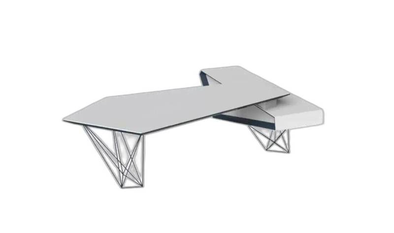 Xlmoebel Eckschreibtisch Luxus Designer Weißer Büroschreibtisch in Eckform (1-St., 1x nur Eckschreibtisch), Hergestellt in Europa von Xlmoebel