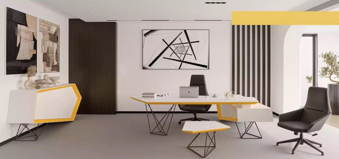 Xlmoebel Eckschreibtisch Luxus Designer Weißer Büroschreibtisch in Eckform (1-St., 1x nur Eckschreibtisch), Hergestellt in Europa von Xlmoebel