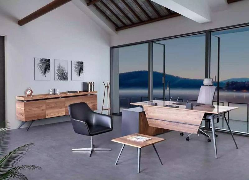 Xlmoebel Büromöbel-Set Schreibtisch Wohnzimmertisch Kommode Büro Arbeitsraum Braun Zeitgemäß, (3-tlg., 1x Eckschreibtisch + 1x Couchtisch + 1x Sideboard), Hergestellt in Europa von Xlmoebel