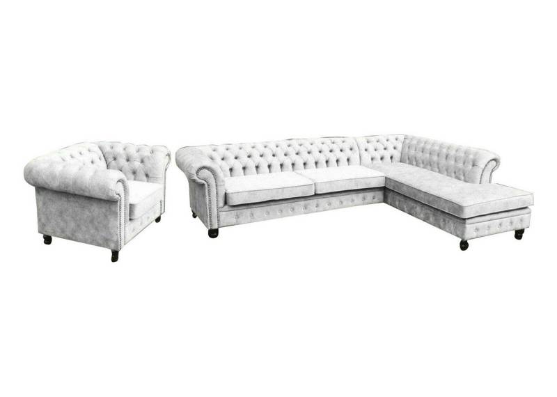 Xlmoebel Polstergarnitur Chesterfield Ecksofa mit Sessel Garnitur Luxus Design Polster Sofa, (Ecksofa L-Form / Sessel), Hergestellt in Europa von Xlmoebel