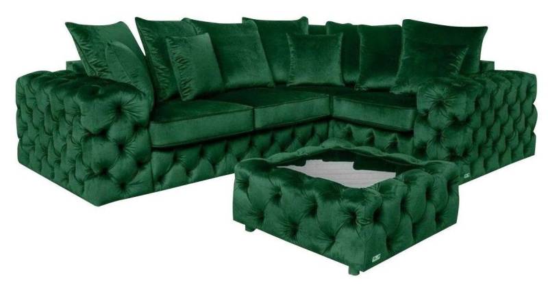 Xlmoebel Chesterfield-Sofa Chesterfield Ecksofa Samt Polster Ecke Garnitur Neu Couch Sofa, Hergestellt in Europa von Xlmoebel