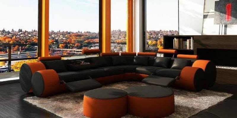Xlmoebel Ecksofa DESIGNER SOFA AUS LEDER mit USB-ANSCHLUSS WOHNLANDSCHAFT, Hergestellt in Europa von Xlmoebel