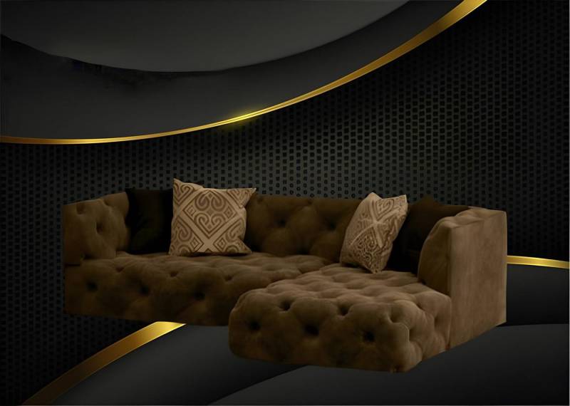 Xlmoebel Chesterfield-Sofa Design Ecksofa Chesterfield Stil L-Form Couch Textil Polster Garnitur, Hergestellt in Europa Xlmoebel Chesterfield-Sofa Design Ecksofa Chesterfield Stil L-Form Couch Textil Polster Garnitur, Hergestellt in Europa von Xlmoebel