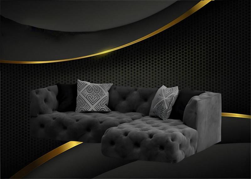 Xlmoebel Chesterfield-Sofa Design Ecksofa Chesterfield Stil L-Form Couch Textil Polster Garnitur, Hergestellt in Europa von Xlmoebel