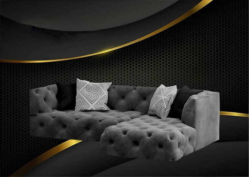 Xlmoebel Chesterfield-Sofa Design Ecksofa Chesterfield Stil L-Form Couch Textil Polster Garnitur, Hergestellt in Europa von Xlmoebel