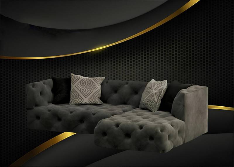 Xlmoebel Chesterfield-Sofa Design Ecksofa Chesterfield Stil L-Form Couch Textil Polster Garnitur, Hergestellt in Europa Xlmoebel Chesterfield-Sofa Design Ecksofa Chesterfield Stil L-Form Couch Textil Polster Garnitur, Hergestellt in Europa von Xlmoebel