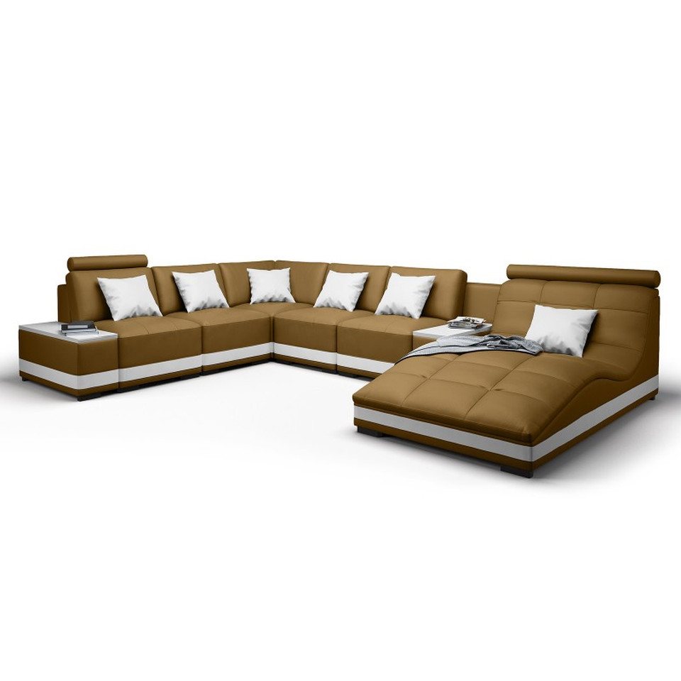 Xlmoebel Wohnlandschaft Designer-Couch mit Ecksofa und Rundsofa in U-Form aus Leder -, Hergestellt in Europa von Xlmoebel