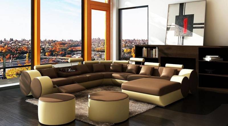 Xlmoebel Ecksofa Designer Ledercouch xxl Große Wohnlandschaft Sitzmöbel Polstermöbel, Hergestellt in Europa von Xlmoebel