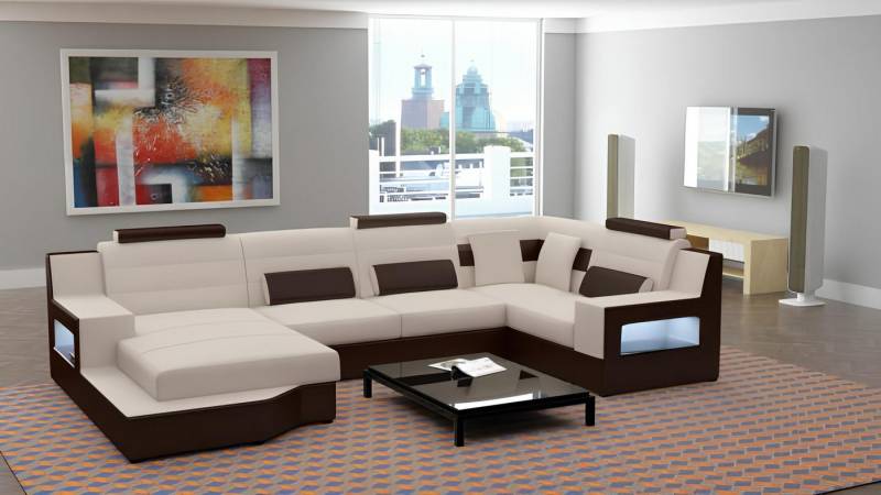 Xlmoebel Wohnlandschaft Designer Möbel Set mit Ledersofa Eckcouch und Polster, Hergestellt in Europa Xlmoebel Wohnlandschaft Designer Möbel Set mit Ledersofa Eckcouch und Polster, Hergestellt in Europa von Xlmoebel
