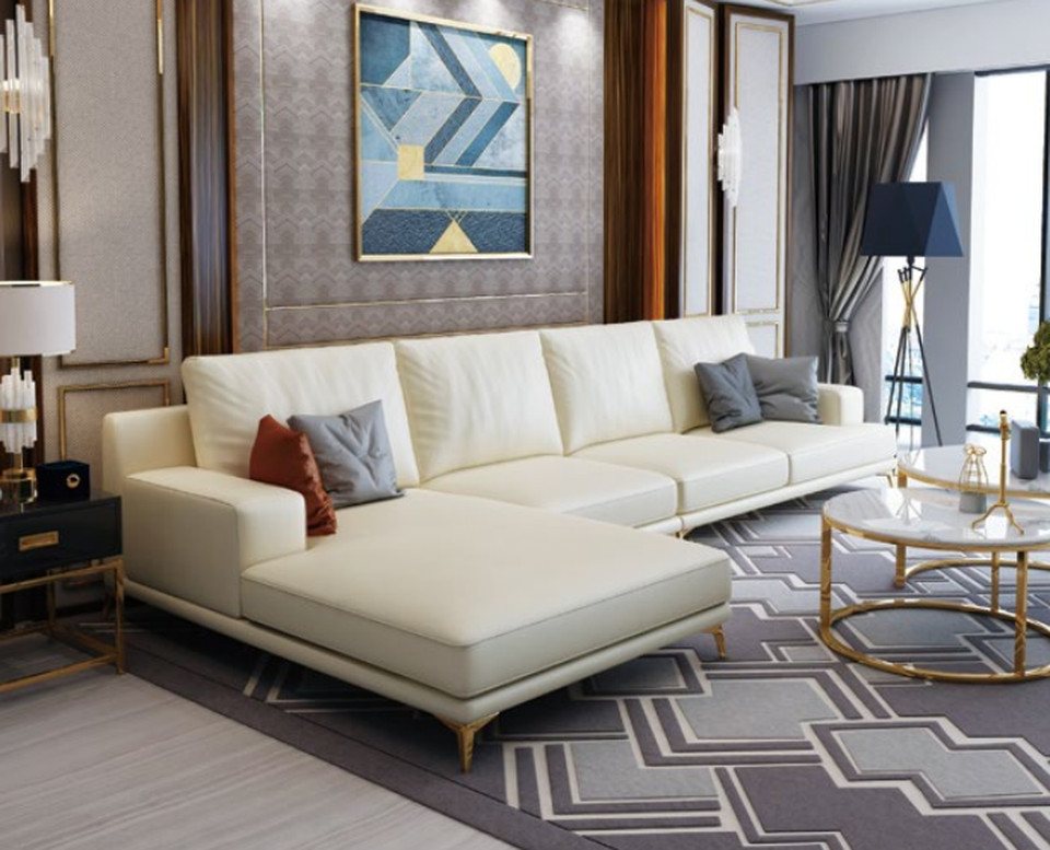 Xlmoebel Ecksofa Designer-Sofa mit Hocker in L-Form für das Wohnzimmer, Hergestellt in Europa von Xlmoebel