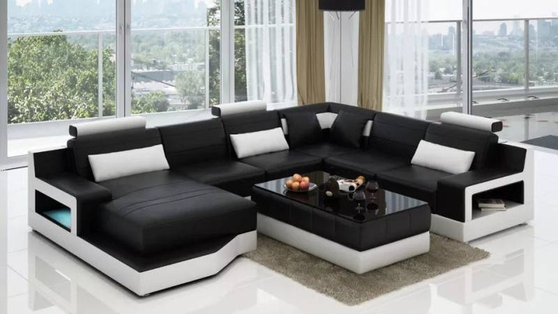 Xlmoebel Wohnlandschaft Ecksofa aus Leder in U-Form Wohnlandschaft Designer-Sofa Moderne Couch, Hergestellt in Europa von Xlmoebel
