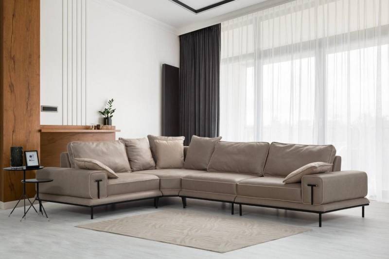 Xlmoebel Ecksofa Elegantes Ecksofa in Beige für das Wohnzimmer, Designer-Wohnlandschaft, Hergestellt in Europa von Xlmoebel