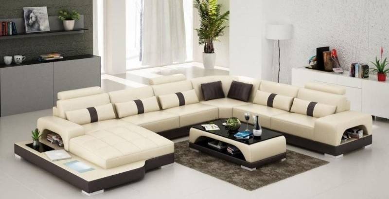 Xlmoebel Wohnlandschaft Garnitur Ecksofa U-Form aus Leder Wohnlandschaft Big XXL Couch Polster, Hergestellt in Europa von Xlmoebel
