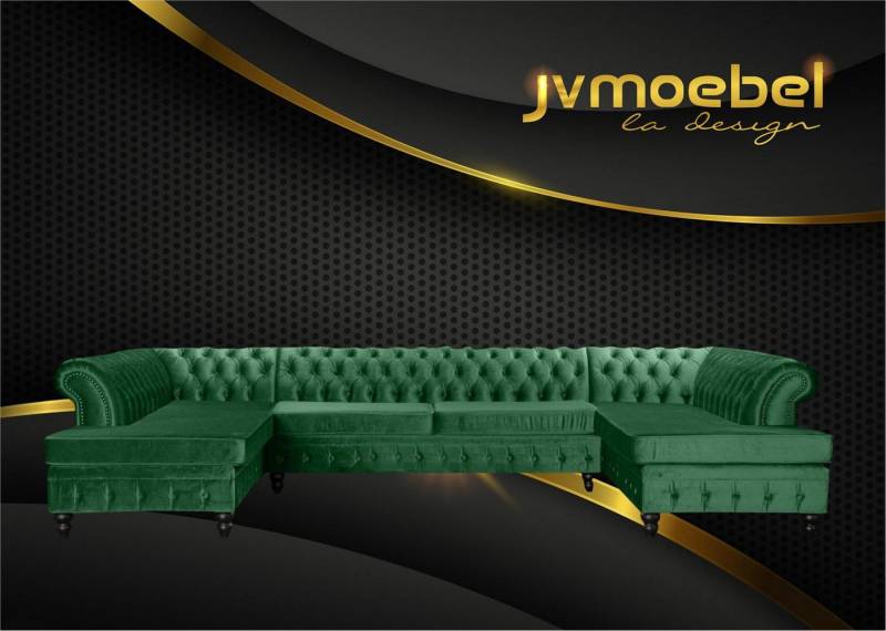 Xlmoebel Ecksofa Grau Chesterfield Ecksofa Elegante Wohnraum Möbel Stoff, Hergestellt in Europa von Xlmoebel