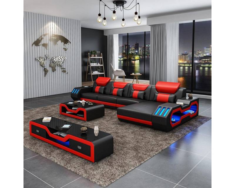 Xlmoebel Ecksofa Großes Design-Sofa in L-Form mit Couchtisch und Sideboard –, Hergestellt in Europa von Xlmoebel