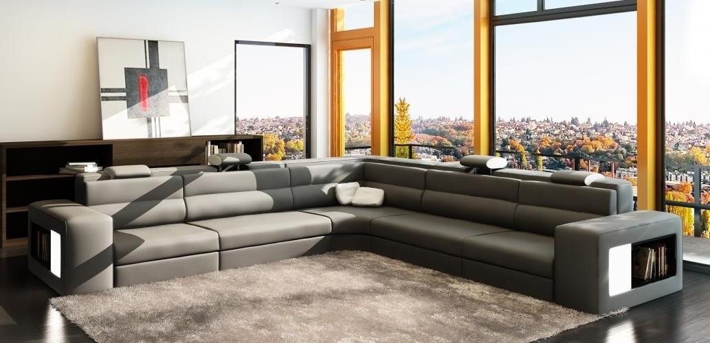 Xlmoebel Ecksofa Großes Ecksofa aus grauem Weidenleder mit Polstern und Sitzkissen, Hergestellt in Europa Xlmoebel Ecksofa Großes Ecksofa aus grauem Weidenleder mit Polstern und Sitzkissen, Hergestellt in Europa von Xlmoebel
