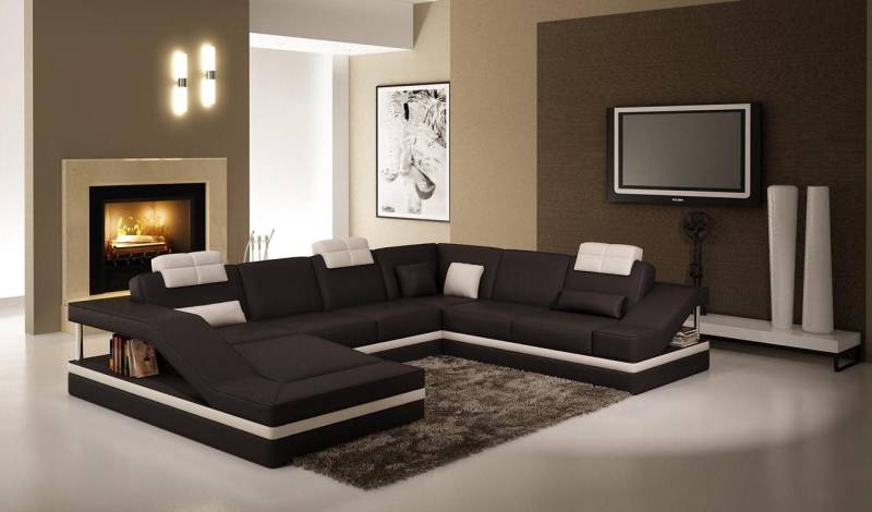 Xlmoebel Ecksofa Großes Ecksofa mit Polstern im Design-Stil aus Leder - XXL, Hergestellt in Europa von Xlmoebel
