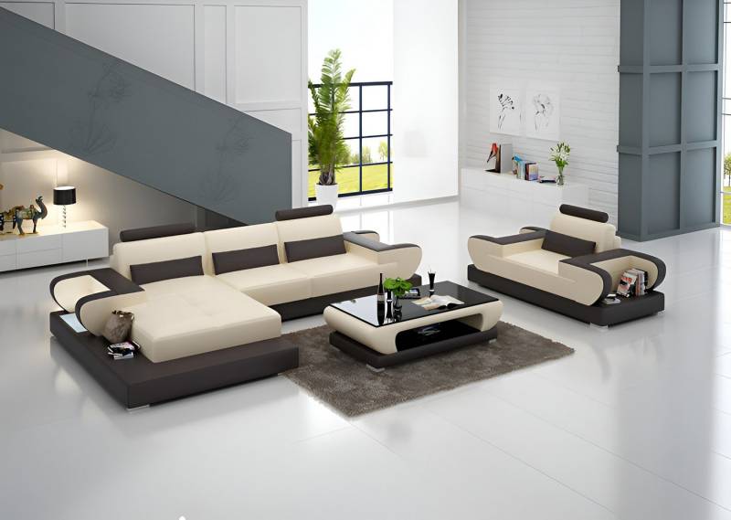 Xlmoebel Ecksofa Großes XXL Designsofa mit USB-Anschluss, Eckledersofa Polsterecke, Hergestellt in Europa Xlmoebel Ecksofa Großes XXL Designsofa mit USB-Anschluss, Eckledersofa Polsterecke, Hergestellt in Europa von Xlmoebel