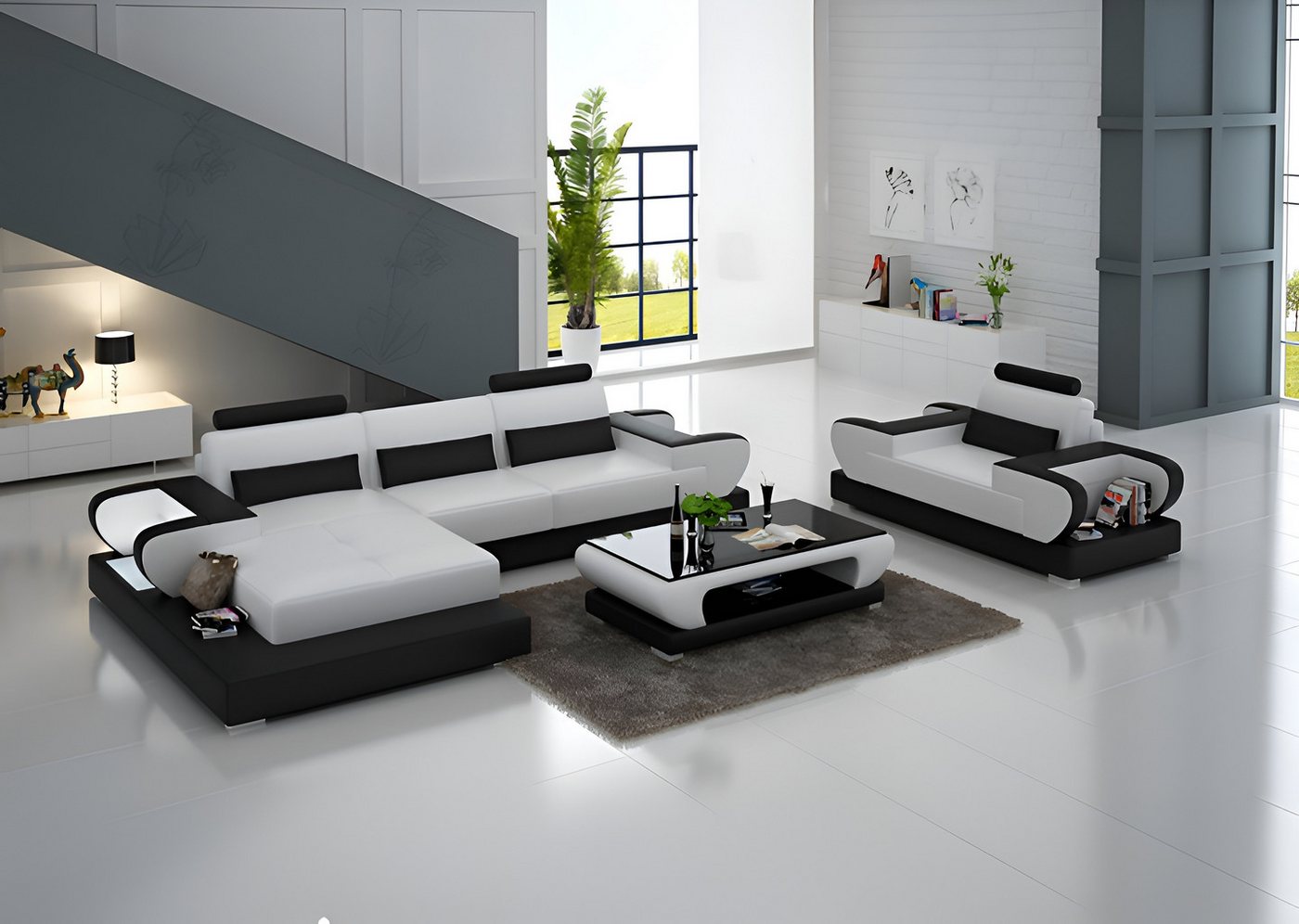 Xlmoebel Ecksofa Großes XXL Designsofa mit USB-Anschluss, Eckledersofa Polsterecke, Hergestellt in Europa Xlmoebel Ecksofa Großes XXL Designsofa mit USB-Anschluss, Eckledersofa Polsterecke, Hergestellt in Europa von Xlmoebel