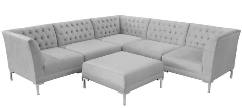 Xlmoebel Chesterfield-Sofa Großes graues Ecksofa mit Hocker aus Textilstoff, 1 Teile, Hergestellt in Europa Xlmoebel Chesterfield-Sofa Großes graues Ecksofa mit Hocker aus Textilstoff, 1 Teile, Hergestellt in Europa von Xlmoebel