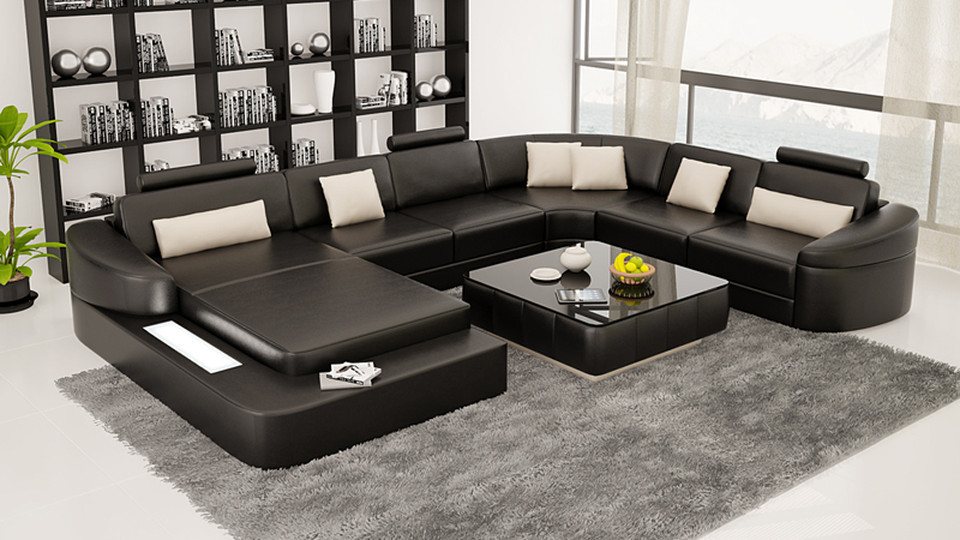 Xlmoebel Wohnlandschaft Hochwertiges Ledersofa mit Polsterung, moderner Sitzgruppe, Eckcouch, Hergestellt in Europa von Xlmoebel