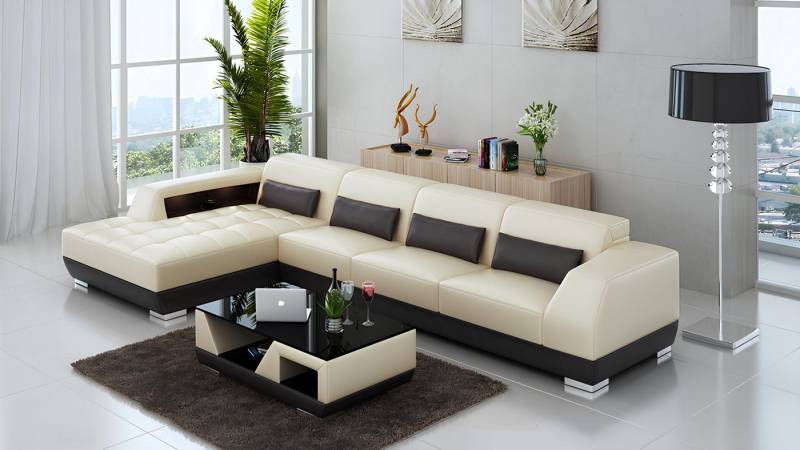 Xlmoebel Ecksofa Leder Wohnlandschaft Polstergarnitur mit USB-Anschluss modern, Hergestellt in Europa von Xlmoebel