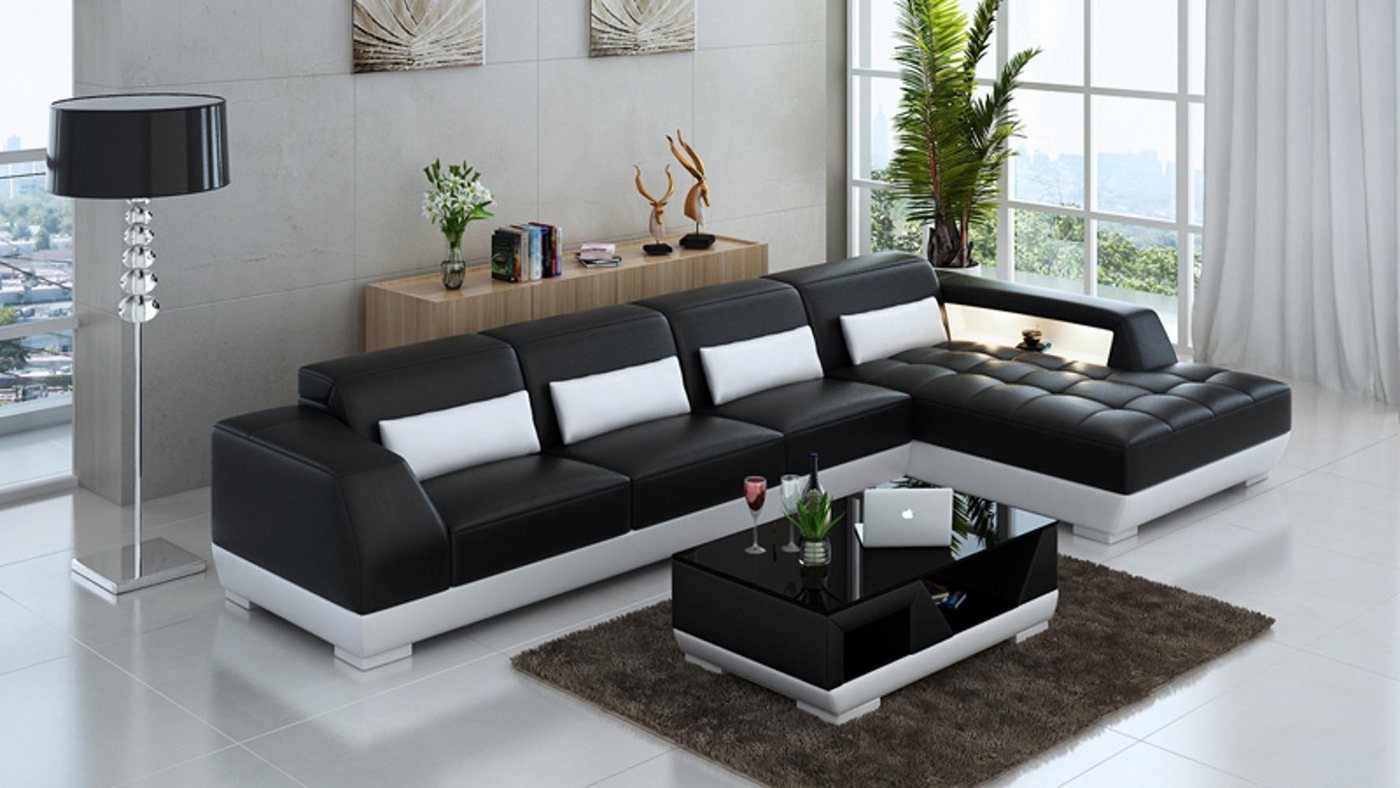 Xlmoebel Ecksofa Leder Wohnlandschaft Polstergarnitur mit USB-Anschluss modern, Hergestellt in Europa von Xlmoebel