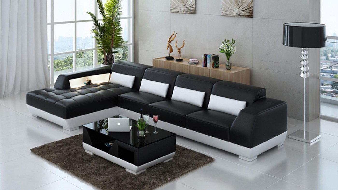 Xlmoebel Ecksofa Leder Wohnlandschaft Polstergarnitur mit USB-Anschluss modern, Hergestellt in Europa von Xlmoebel