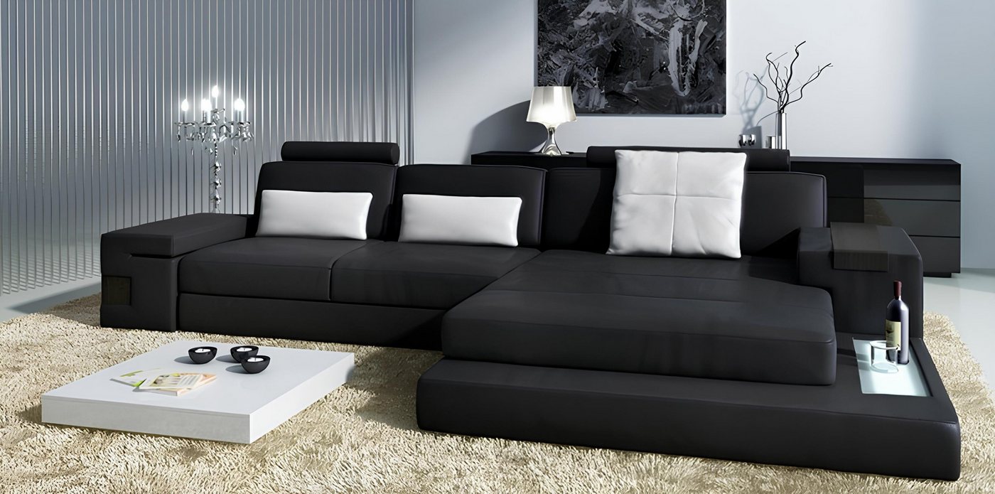 Xlmoebel Ecksofa Ledercouch Ecksofa mit integriertem USB-Anschluss Eckpolstergarnitur, Hergestellt in Europa von Xlmoebel