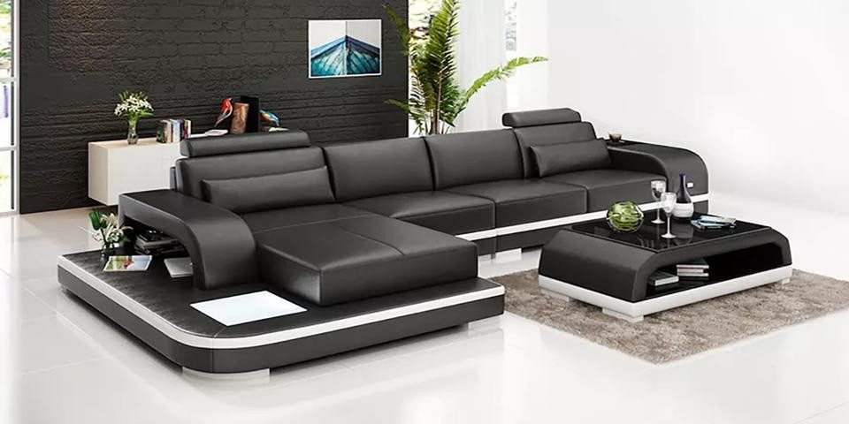 Xlmoebel Wohnlandschaft Luxuriöse Sitzgruppe mit Polsterecke und Ledersofa in edlem Design, Hergestellt in Europa von Xlmoebel
