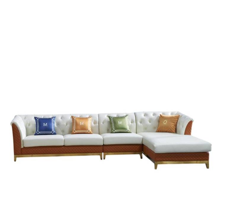 Xlmoebel Ecksofa Luxuriöses Ecksofa mit Hocker in L-Form - Design Wohnlandschaft Couch, 1 Teile, Hergestellt in Europa von Xlmoebel