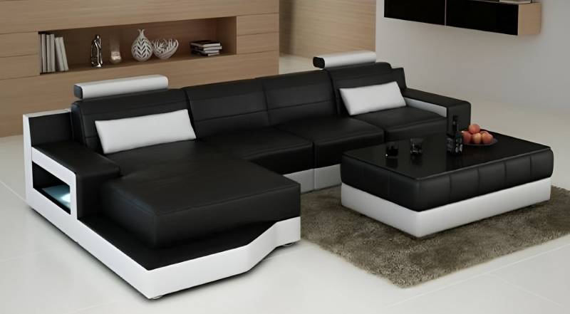 Xlmoebel Ecksofa Maßgefertigtes Sofa aus Leder mit LED-Beleuchtung USB-Anschluss, Hergestellt in Europa von Xlmoebel